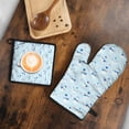 thumbnail image 5 of Light Blue Christmas Snowman Pattern Kitchen Oven Mitt and Pot Holder Sets 2 Pcs for Baking, Cooking and Grilling, Heat Resistant Up To 392 °F, 5 of 7