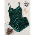 thumbnail image 2 of Aunavey Women's Velvet 2 Piece Outfit Spaghetti Strap Sleeveless Crop Top+ Shorts Set, 2 of 7