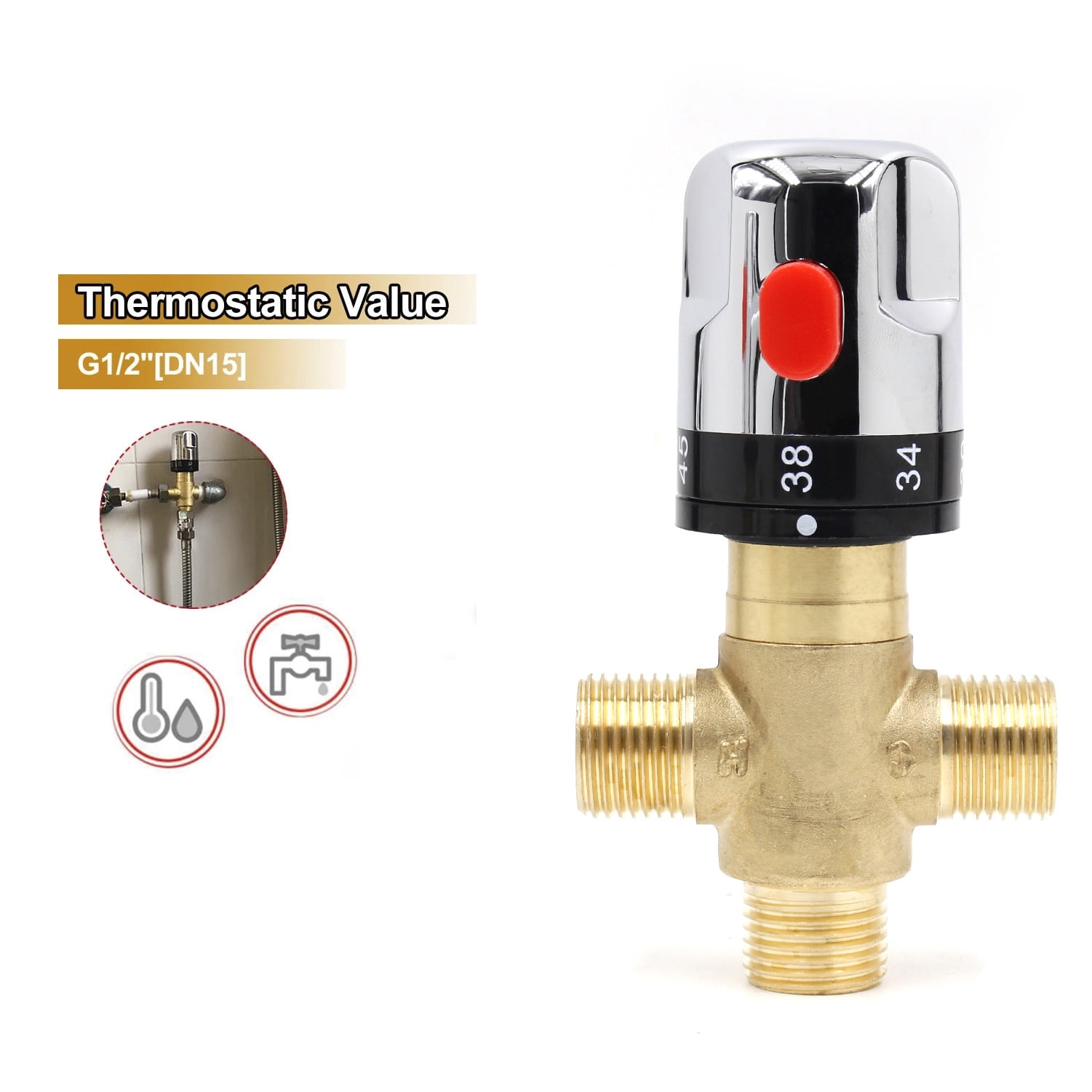 Buy Thermostatic Mixing Valve, Shower Mixing Valve with 1/2 G Connector