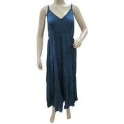 Mogul Women's Sexy Blue Strappy Maxi Dress Crochet Neckline Beach Dresses