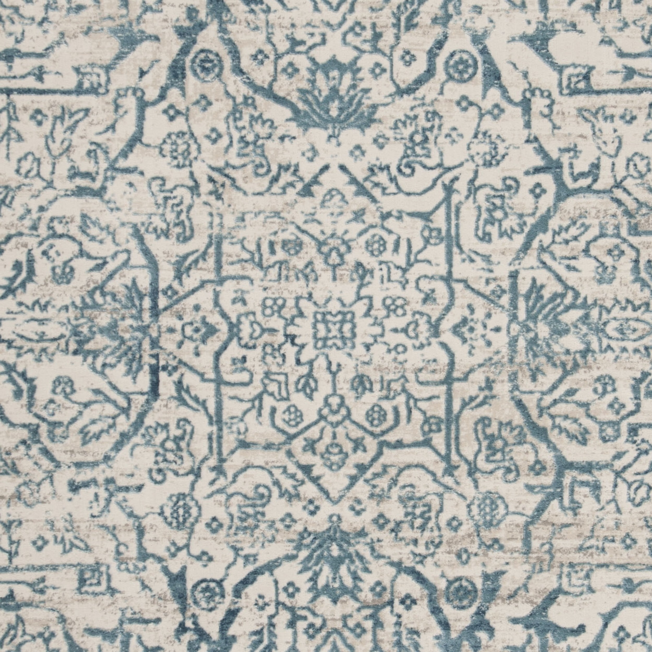 SAFAVIEH Princeton Xavier Floral Bordered Area Rug, Blue/Beige, 5'1" x 7'6"