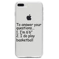 thumbnail image 1 of DistinctInk Clear Shockproof Hybrid Case for iPhone 7 PLUS / 8 PLUS (5.5" Screen) TPU Bumper Acrylic Back Tempered Glass Screen Protector - I'm 6'6" I Do Play Basketball, 1 of 5