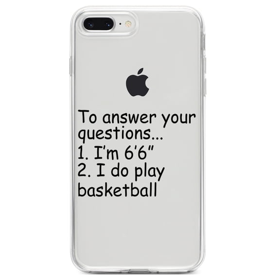 DistinctInk Clear Shockproof Hybrid Case for iPhone 7 PLUS / 8 PLUS (5.5" Screen) TPU Bumper Acrylic Back Tempered Glass Screen Protector - I'm 6'6" I Do Play Basketball