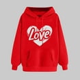 thumbnail image 2 of Goodeals Clearance Sale,Women's Drawstring Hoodie Long Sleeve Heart Print Pullovers Casual Loose Fleece Sweatshirt with Pocket(Red,L), 2 of 5