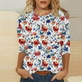 thumbnail image 2 of BangWanChi Womens 3/4 Sleeves Casual Shirts Pullover Comfortable Loose Tunic Tops Floral Print Blouse, 2 of 5