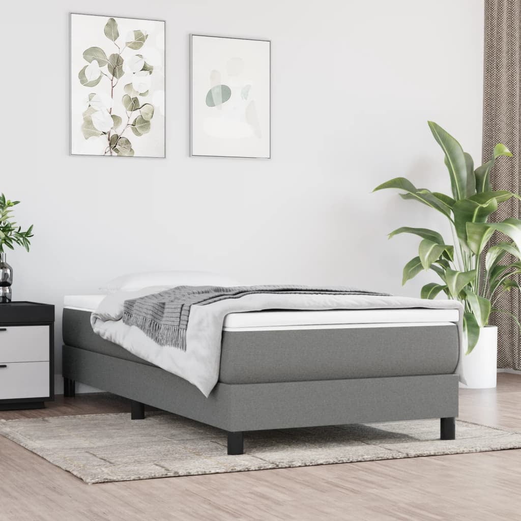 vidaXL Bed Frame Dark Grey 100x190 cm Twin Fabric