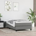 thumbnail image 1 of vidaXL Bed Frame Dark Grey 100x190 cm Twin Fabric, 1 of 5