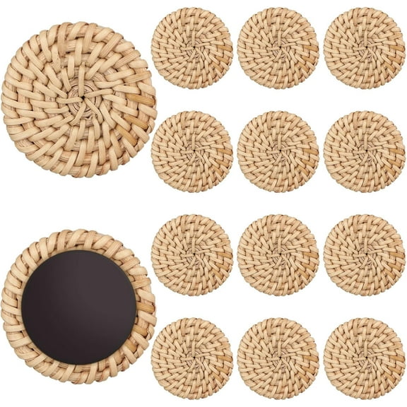 ABCISI 12 Pcs Rattan Fridge Magnets, Boho Refrigerator Rattan Decorative Magnets for Office Kitchen Whiteboard Locker, Decorative Magnets to Hold Photos, Recipes, Receipts, Plans and Notes