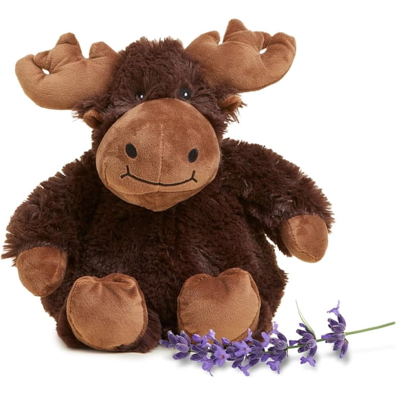 warmies 13” Moose Stuffed Animal, Microwavable Heated Plushies and Weighted Soft Plush Toys