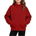 thumbnail image 5 of luawuai Girls Full Zip Sweatshirt Jacket with Pockets, Red, Size 13-14 Years, 5 of 6