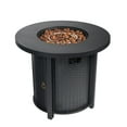 thumbnail image 5 of 30" Propane Gas Fire Pit Table, 50000 BTU Round Steel Fire Pit with Imitation Wood Grain Finish for Outside Patio Deck Garden Backyard- Black, 5 of 11