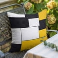 thumbnail image 5 of Yellow Black Geometric Throw Pillow Cover Abstract Patchwork Cotton Linen Cushion Cover Throw Pillow Case with Invisible Zipper for Couch Sofa Bed Chair Car 20x20 Inch, 5 of 9