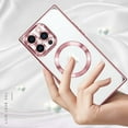 thumbnail image 3 of Dteck for iPhone 11 Pro Max Case Magnetic Compatible with MagSafe, Soft Plating TPU Bumper Anti-Scratch Shockproof Clear Cover with Camera Lens Protector for iPhone 11 Pro Max,Rosegold, 3 of 4