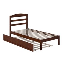 AFI Warren 14" Twin Wood Platform Bed Frame with Twin Trundle, Walnut