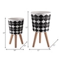 thumbnail image 5 of Sagebrook Home Set of 2 Geometric Planters on Stands - Resin & Wood Mid-Century Modern Plant Pots for Indoor/Outdoor Home & Garden Decor - 12" & 10", Black & White G, 5 of 13