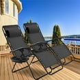 Casart Set Of 2 PC Folding Lounge Chair, Outdoor Recliner Chairs With Cup Holder, Perfect For