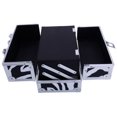 thumbnail image 5 of Lowestbest Portable Makeup Case, Jewelry Organizer with Locks, Makeup Storage Box with Mirror, White Zebra Stripe, 5 of 6