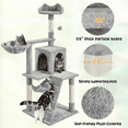 thumbnail image 5 of Alden Design 54" Cat Tree with Hammock, Basket and Scratching Post Tower, Light Gray, 5 of 13
