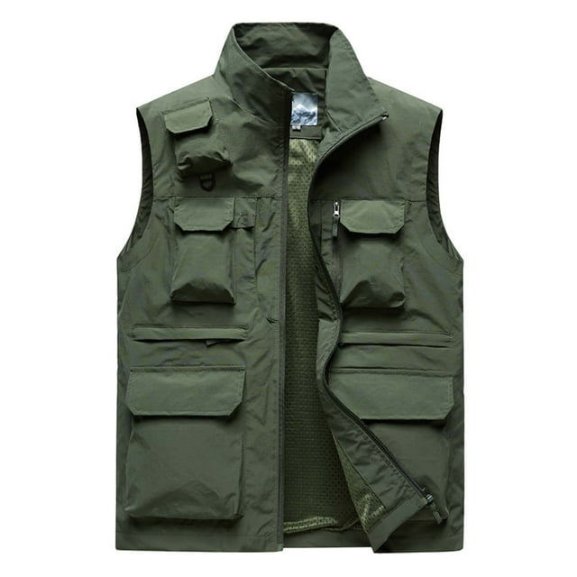 Jackets for Men Mens Work Clothes Jacket Solid Color Stand Collar Multiple Pockets Outdoor Sports Photography Leisure Coat