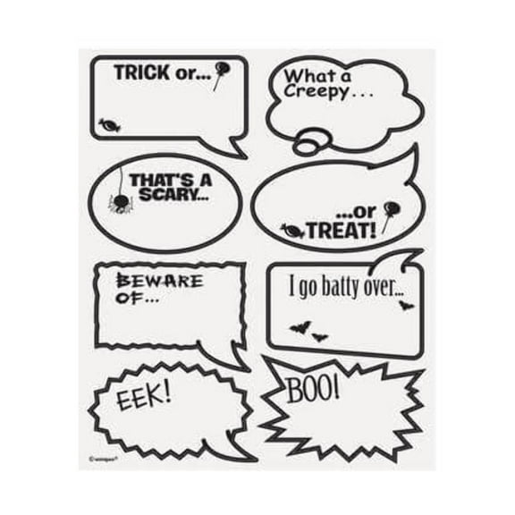 Unique Halloween Conversation Drink Cling Markers 2.5" Bottle Labels, White