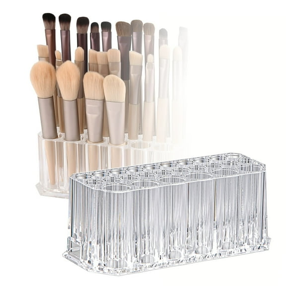 Makeup Brush Holder Acrylic Organizer, Lipstick Display Stand, 26 Hole Large Capacity Makeup Brush Storage Organizer, Transparent Durable Acrylic Material Makeup Tool Holder