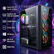 STGAubron Gaming Desktop PC, Xeon E5, 16G DDR4, 512G SSD, RX 550 4G, RGB FAN*4, WIFI, BT 5.0, W11H64