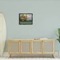 thumbnail image 2 of Summer Coastal Vacation Cottage Landscape Painting Jet Black Framed Art Print Wall Art, 2 of 6