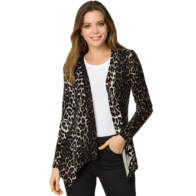 INSPIRE CHIC Cardigan Léger pour Femmes d'Halloween à Manches Longues, Ouvert à l'Avant, Ourlet Asymétrique, Très Grand, Brun