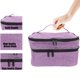 thumbnail image 2 of Bolsa de maquillaje compacta para llevar contigo tus artículos de belleza favoritos, organizador de viaje de esmalte de uñas de doble capa en color morado, 2 of 8