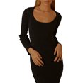 thumbnail image 4 of Genuiskids Slim Fit Knit Dresses for Women Elegant Long Sleeve Ribbed Bodycon Dress Fall Party Fall Spring Dress Long Club Party One-Piece, 4 of 6