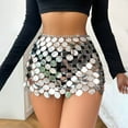 thumbnail image 5 of Jinhomg Party Skirt for Women Sparkly Rainbow Sequin Mini Skirts 2025 Trendy Sheer See Through Bodycon Skirt Shiny Club Night Out Skirts Silver Free Size, 5 of 10