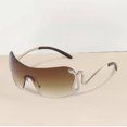thumbnail image 1 of Gafas de sol sin montura de gran tamaño UV400 (marco doble té) Plata 1Pc, 1 of 5