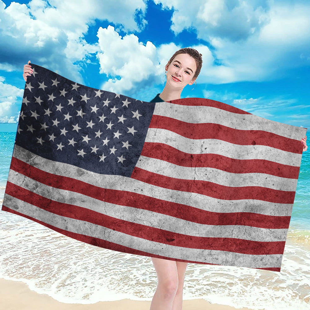 USA American flag beach towel Statue Of Liberty stripes stars Large 30" x 60 new 