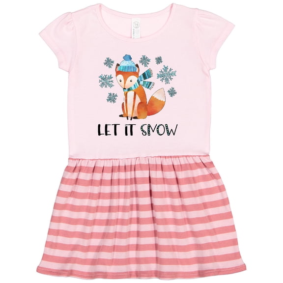 Inktastic Let it Snow Cute Orange Fox in Hat and Scarf Gift Toddler Girl Dress