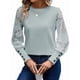 thumbnail image 3 of Top de Cuello Redondo con Encaje Bordado y Larga en Color Liso para Mujer Lago Azul M, 3 of 8