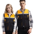 thumbnail image 1 of TOPTIE Reflective Working Vest with 4 Pockets Color Block Zipper Front High Visibility with Reflective Strips-Black-L, 1 of 6