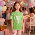 thumbnail image 6 of mgoYE Kids Boys Girls Metallic Shiny T-Shirt Dance Tops Short Sleeves Loose T-Shirt for Performance(Green,3-4 Years), 6 of 6