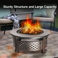 thumbnail image 3 of 32" Portable Metal Patio Round Fire Pit Table with Spark Screen Cover, Log Grate, Waterproof Cover and Fire Poker for Outdoor Backyard, Garden, Bonfire, 3 of 7