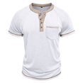 thumbnail image 4 of Summer Plus Size Tops for Men Fashion Casual Solid-Color Button Pocket Raglan-Sleeve Short Sleeve Turndown Collar Blouses Shirt, 4 of 6