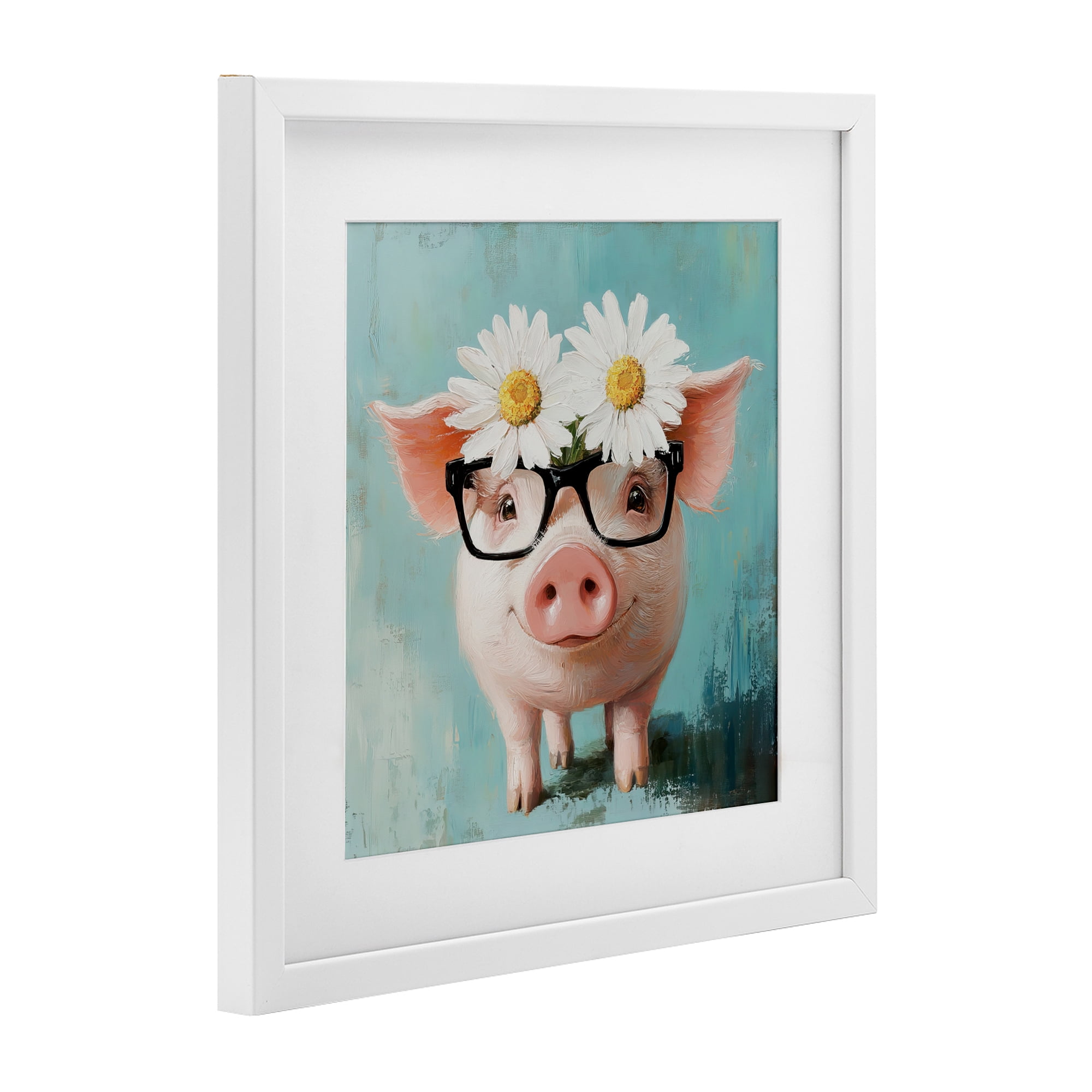 Stupell Industries Nerdy Natalie Piglet White Framed Print Under Glass, design by Tina LeCour