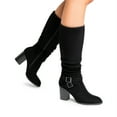 thumbnail image 5 of DREAM PAIRS Women's Knee High Slouch Boots Side Zipper Chunky Heel Tall Boots with Buckle, 5 of 6