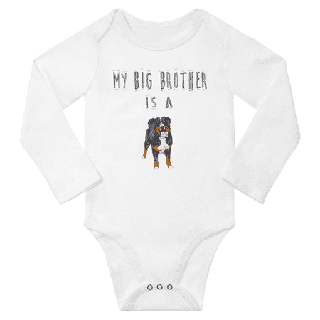 

My Big Brother is a Bernese Mountain Dog Funny Baby Long Sleeve Outfits Boy Girl (White 18-24M)