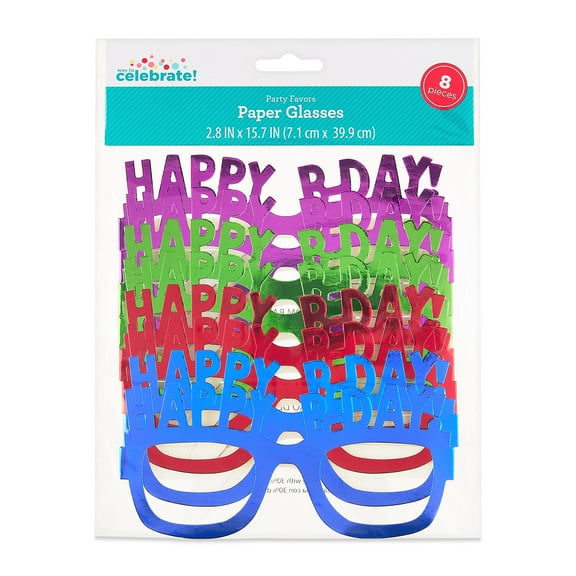 Multi-Color Happy Birthday Paper Glasses Party Favors, 8 Count, by Way To Celebrate