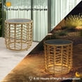 thumbnail image 4 of GRANDPATIO Outdoor Modern Boho Style Wave Wicker End Tables, Built-in Solar Lights, Natural Brown (Set of 2), 4 of 9