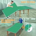 thumbnail image 5 of Ping Pong Table Top, 96" Foldable Ping Pong Table Topper for Pool Table, Indoor Outdoor Mid-Size Tennis Conversion Top with Net and Foam Padding, Green, 5 of 9