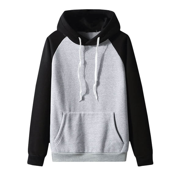 Blueek Men Casual Pullover Black Raglan Sleeve Hooded Pocket Sweatshirt Hoodie Pocket