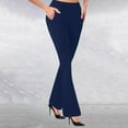 thumbnail image 5 of Prdecexlu Flare Yoga Pants Women Petite High Waist Leggings Stretch Bootcut Workout Pants Full Length Trousers Athletic Gym Running Leggings Navy XL, 5 of 6