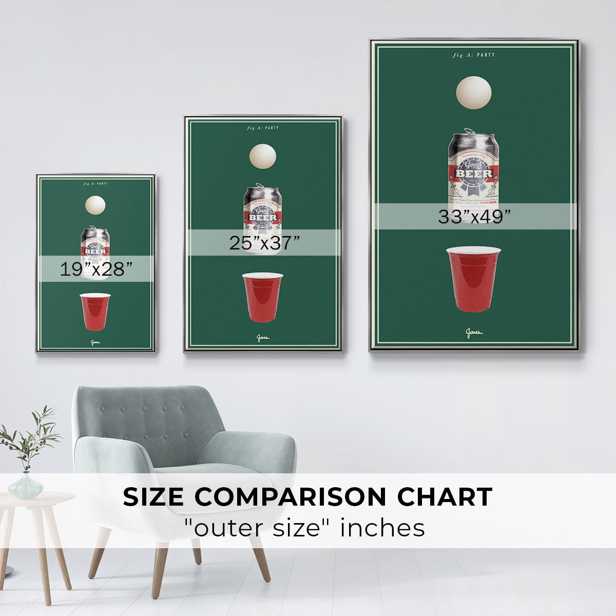 Fig. A: Party Framed Premium Gallery Wrapped Canvas - Ready to Hang