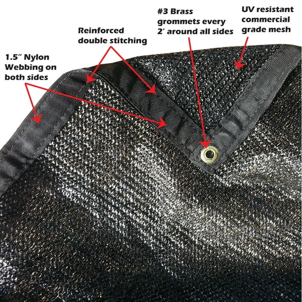 Xtarps - 10' x 20' - 50% shade cloth, shade fabric, sun shade, shade sail,  black color
