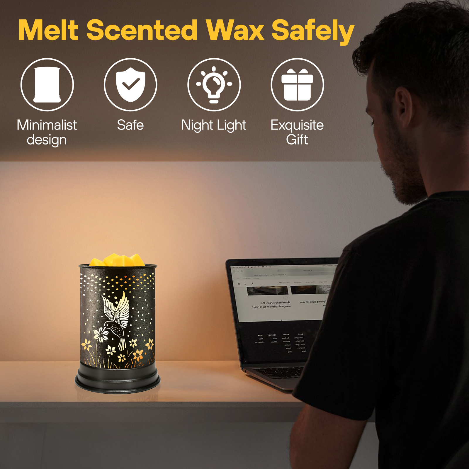 UNTIMATY Metal Wax Melt Warmer Hummingbird Design photo 4